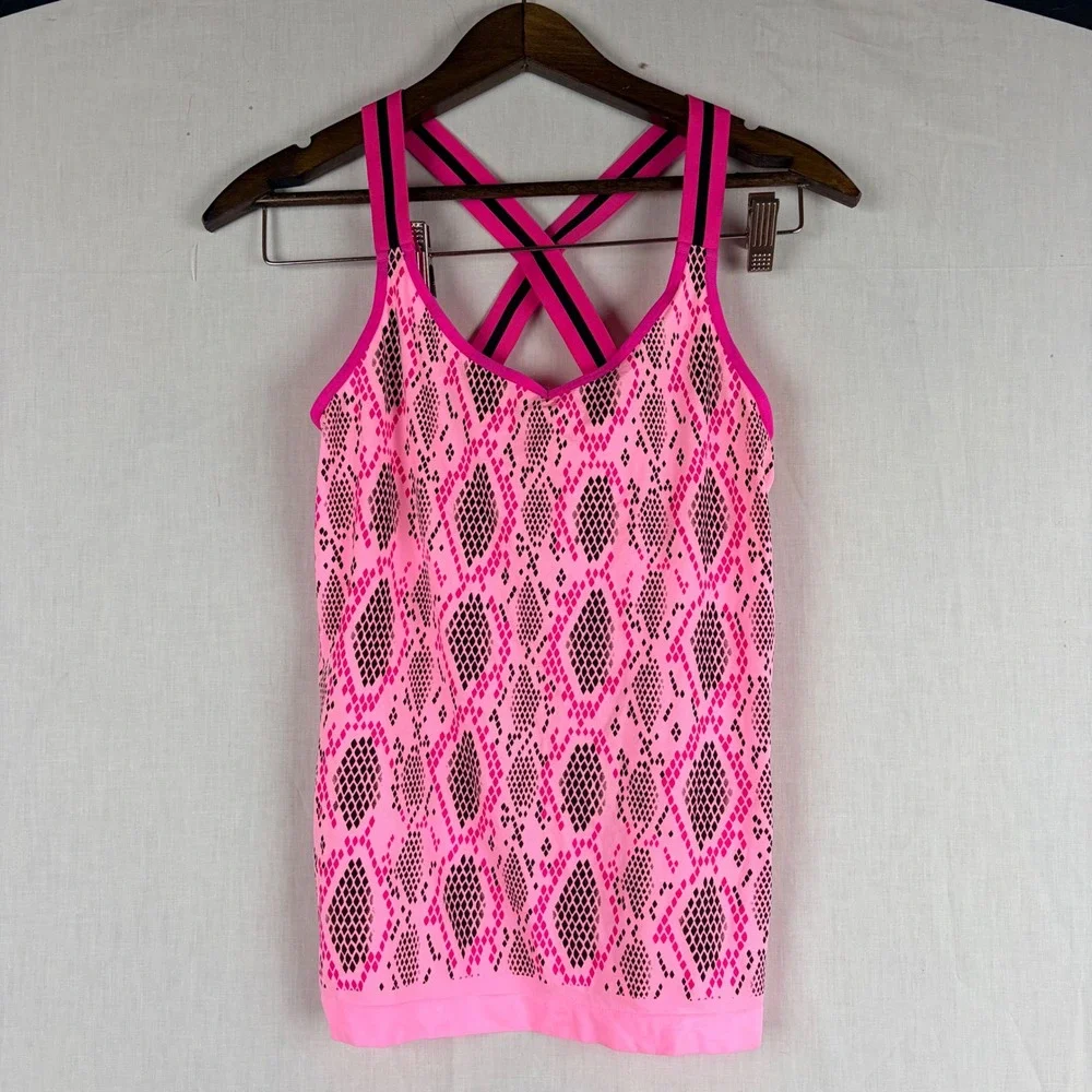No‎ Boundaries Pink Snakeskin Activewear Tank Top and Boy Short Set Large 12-14